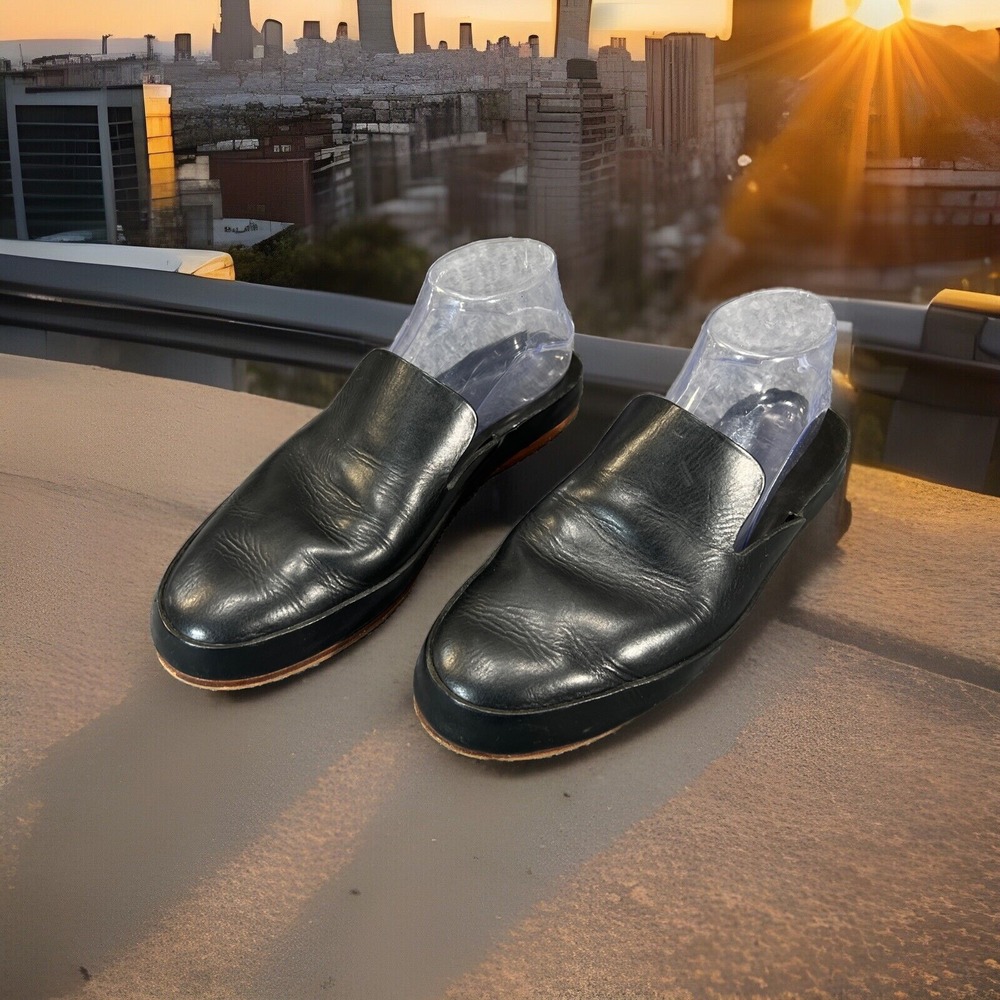 FEIT Hand Sewn Mules Black Slip On Open Back  EU Size 40 US 10